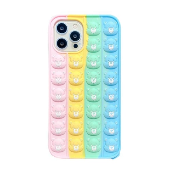 MultiColor Bear Faces Pop it Fidget Skal till iPhone 7/8/SE 2020