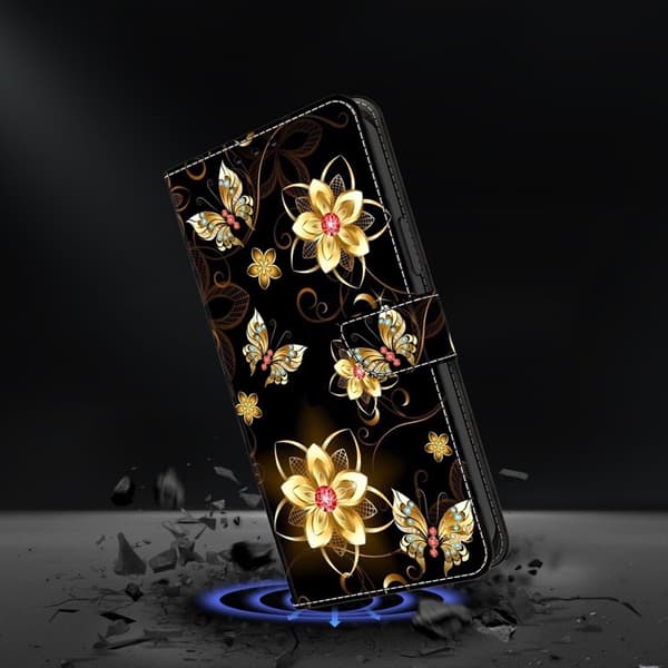 Samsung Galaxy S26 Plånboksfodral Mönstertryck Konstläder Flip Ställ - Svart