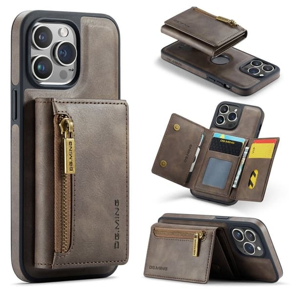 DG.MING M5 Series Mobilskal till iPhone 16 Pro Magnetiskt Konstläder Brun