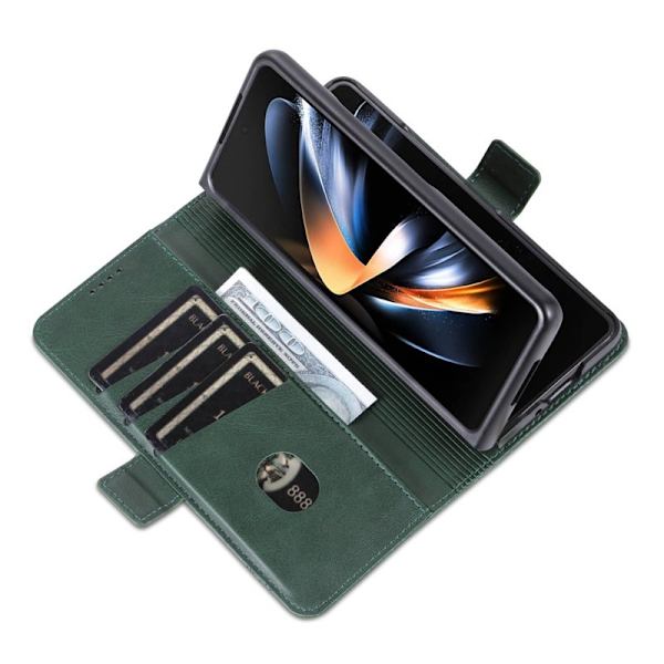 AZNS Samsung Galaxy Z Fold4 Plånboksfodral Konstläder - Grön