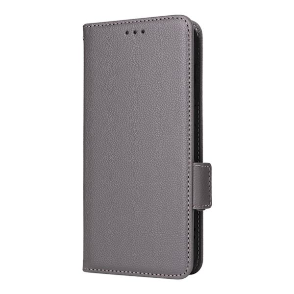 OnePlus 15 5G Plånboksfodral Litchi Texture Konstläder - Grå Grå