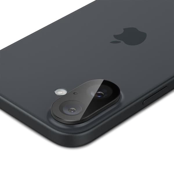 Spigen [2-Pack] iPhone 16/16 Plus Kameralinsskydd Härdat glas Optik Pro - Svart Black