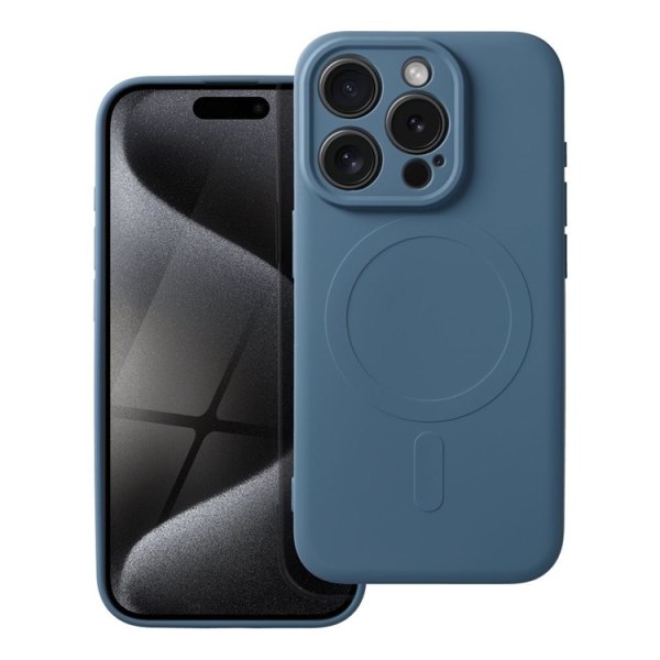 iPhone 15 Pro Max matkapuhelimen kansi Magsafe silikoni - sininen