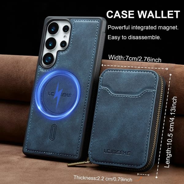 LC.IMEEKE L6 Samsung Galaxy S25 Ultra Plånboksfodral Konstläder - Blå