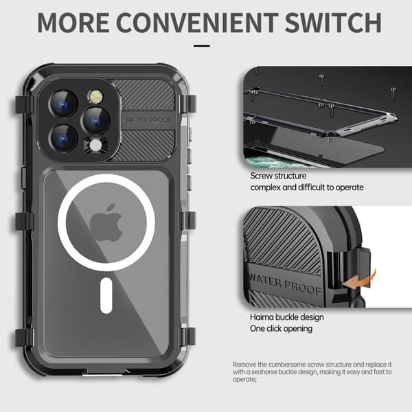 SHELLBOX M Series Mobilskal till iPhone 15 Pro Vattentät MagSafe Svart
