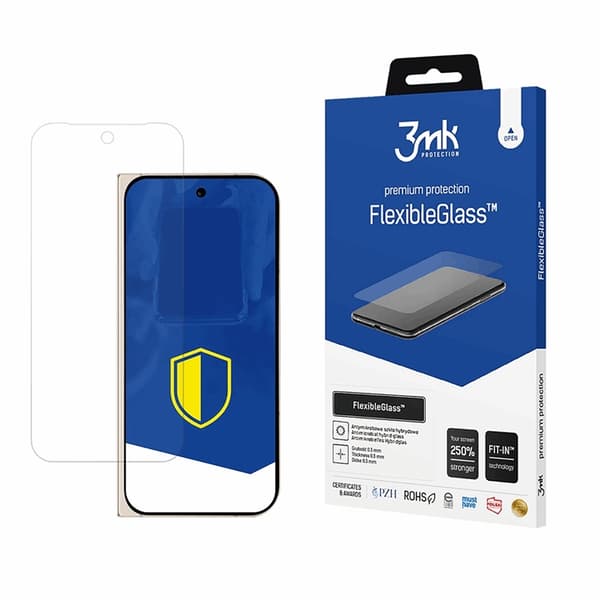 3MK Google Pixel 9 Pro Hybrid Okrossbart Glas FlexibleGlass Transparent