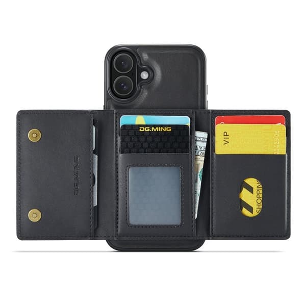 DG.MING M5 Series Mobilskal till iPhone 16 Magnetiskt Konstläder Svart