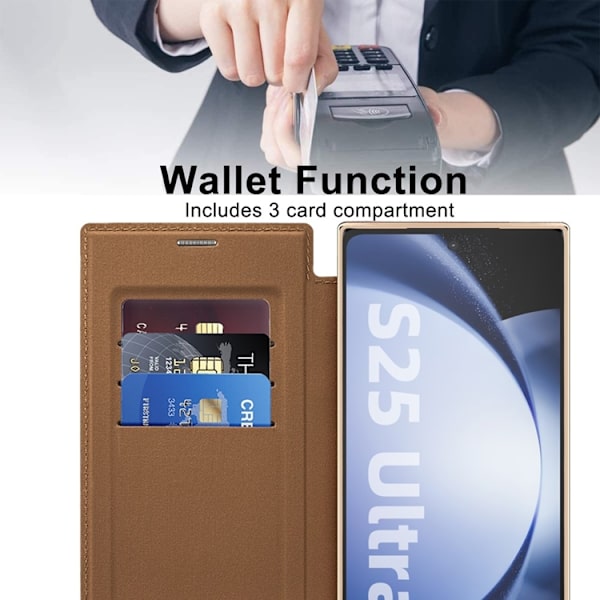 Galaxy S25 Ultra Plånboksfodral MagSafe RFID Blocking - Brun Brun