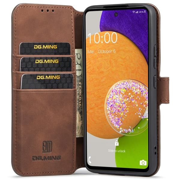 DG.MING Stand Retro KonstläderPlånboksfodral Samsung Galaxy A53 5G Brun