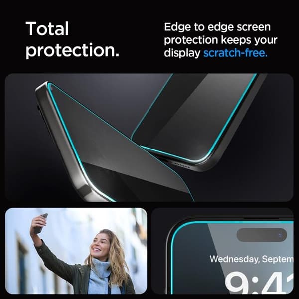 Spigen iPhone 15 Plus/16 Plus Härdat Glas Skärmskydd Privacy Svart