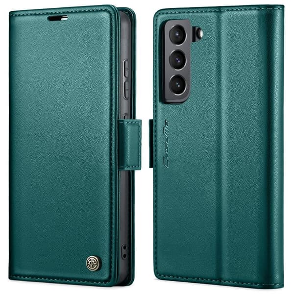 CASEME Plånboksfodral Konstläder för Samsung Galaxy S22 5G - Grön