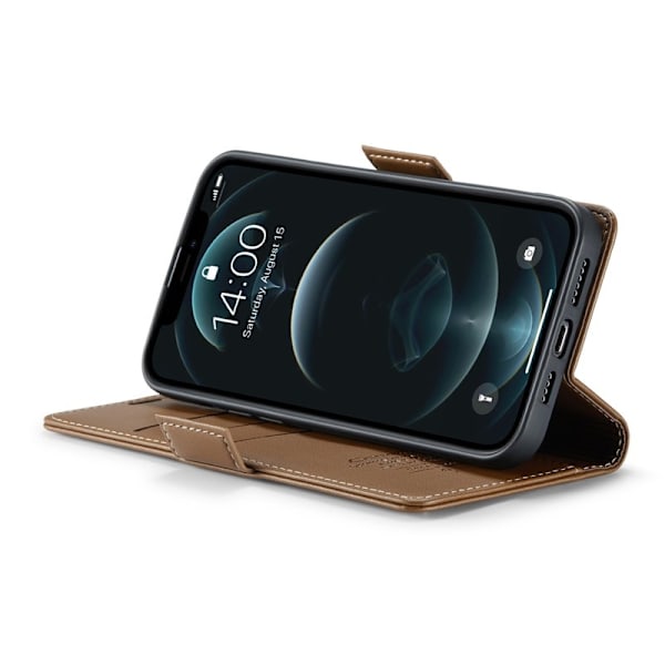CASEME iPhone 12 Pro Max Plånboksfodral Konstläder RFID-Skydd Brun