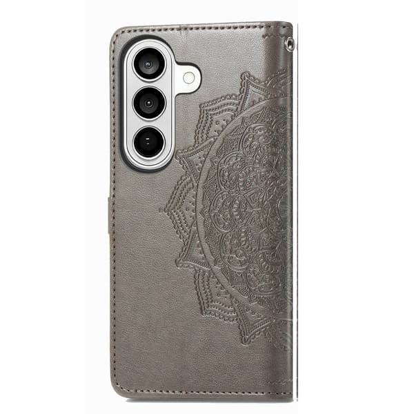 Plånboksfodral för Samsung Galaxy S26 Plus Mandala Blommor Konstläder - Grå