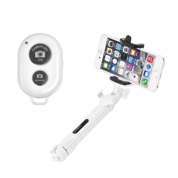 Combo selfie stick med stativ og fjernbetjening Bluetooth White