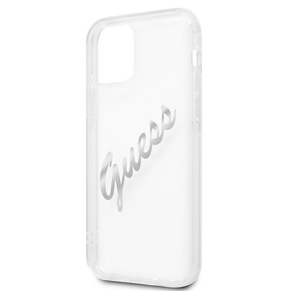 Guess Vintage Script Silver Skal iPhone 12 Pro Max - Transparent Silver