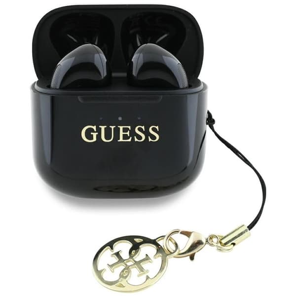 Guess TWS In-Ear Hörlurar Glossy Effect Printed Logo & Charm - Svart Black
