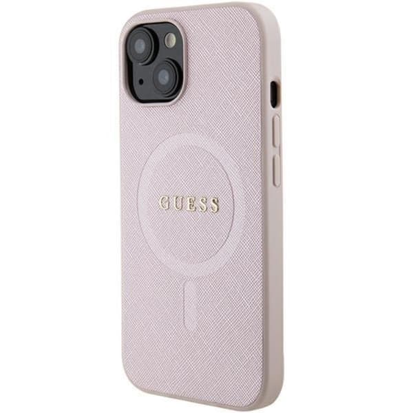 Guess Mobilskal till iPhone 15 Plus Magsafe Saffiano - Rosa