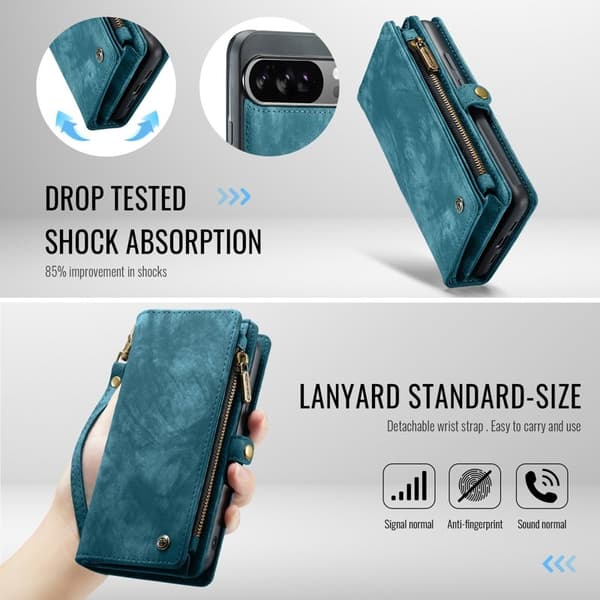 CASEME 008 Plånboksfodral till Google Pixel 10 Pro XL Konstläder - Blå