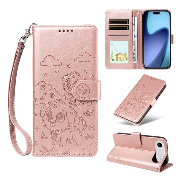 iPhone Air Konstläder Plånboksfodral RFID-Skydd med handledsrem - Rosa Rosa