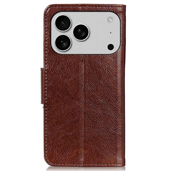 iPhone 17 Pro Max Plånboksfodral Äkta läder - Brun Brun