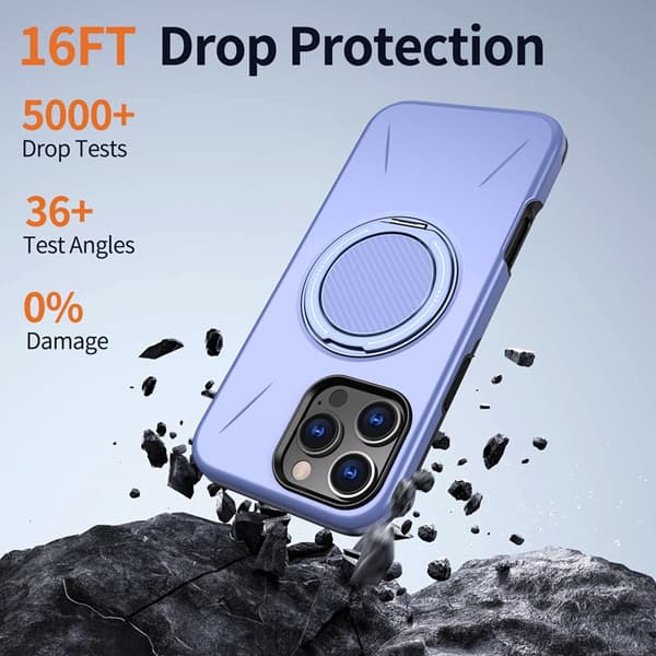 Mobilskal till iPhone 16 Pro MagSafe Rotating Kickstand TPU + PC Lila