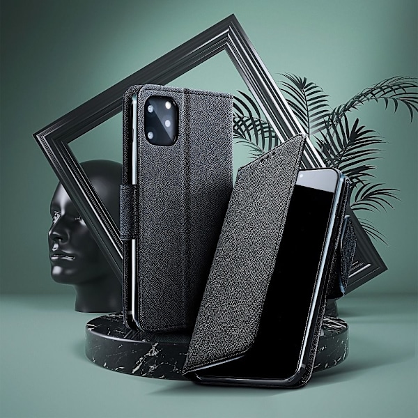 Redmi 9A/9AT Plånboksfodral Fancy Eco Läder - Svart