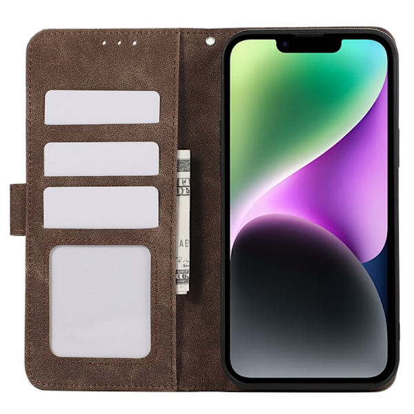 ABEEL iPhone 14 Plus Plånboksfodral Konstläder RFID Skydd Flip - Brun