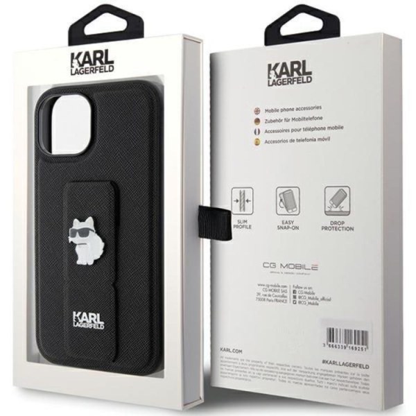 Karl Lagerfeld iPhone 15 Mobilskal Gripstand Saffiano Choupette
