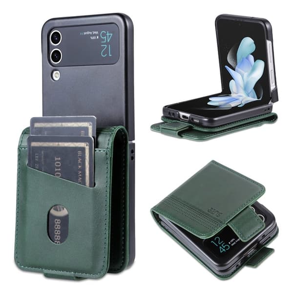 AZNS Samsung Galaxy Z Flip3 5G Plånboksfodral Konstläder - Grön