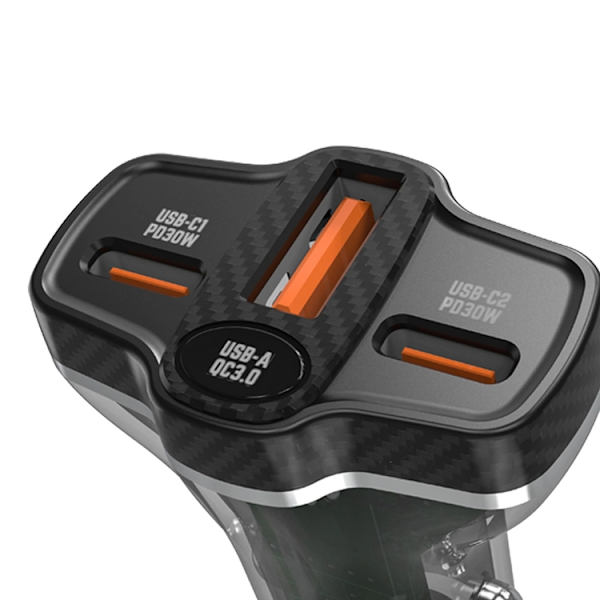 Dudao Hurtig Biloplader 78W PD USB-C QC USB-A - Sort Black