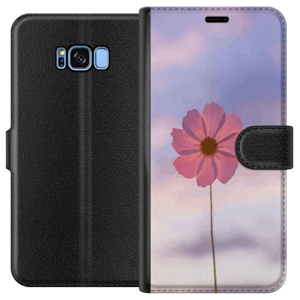 Pungcover til Samsung Galaxy S8 med lyserød blomst