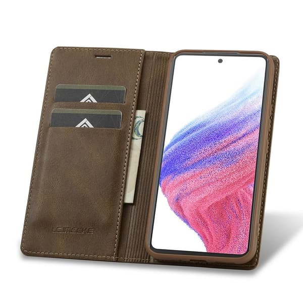 LC.IMEEKE Samsung Galaxy A54 5G Plånboksfodral Konstläder - Brun
