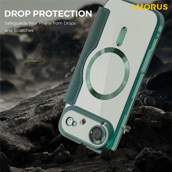 AMORUS iPhone Air Plånboksfodral MagSafe RFID-Skydd - Grön Grön