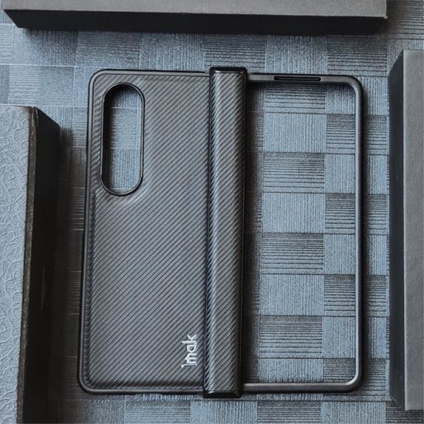IMAK Galaxy Z Fold 4 Cover Ruiyi Carbon Fiber - musta