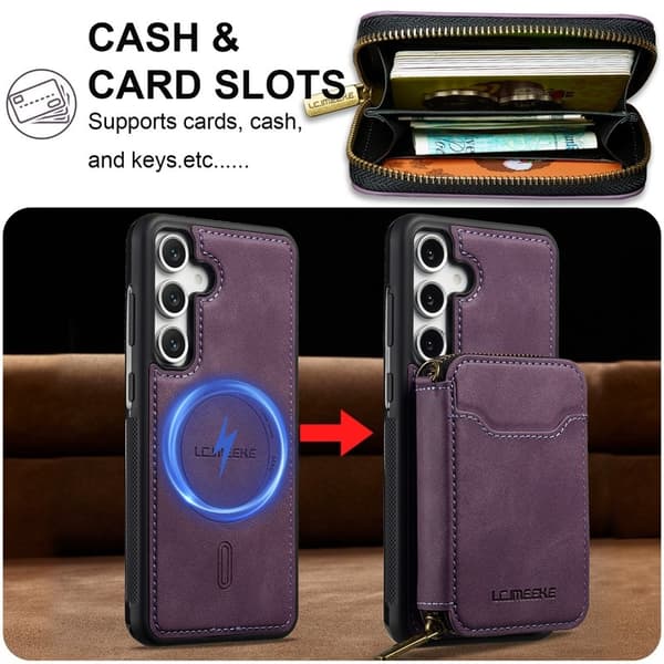 LC.IMEEKE L6 för Samsung Galaxy S25+ Plånboksfodral Konstläder - Lila