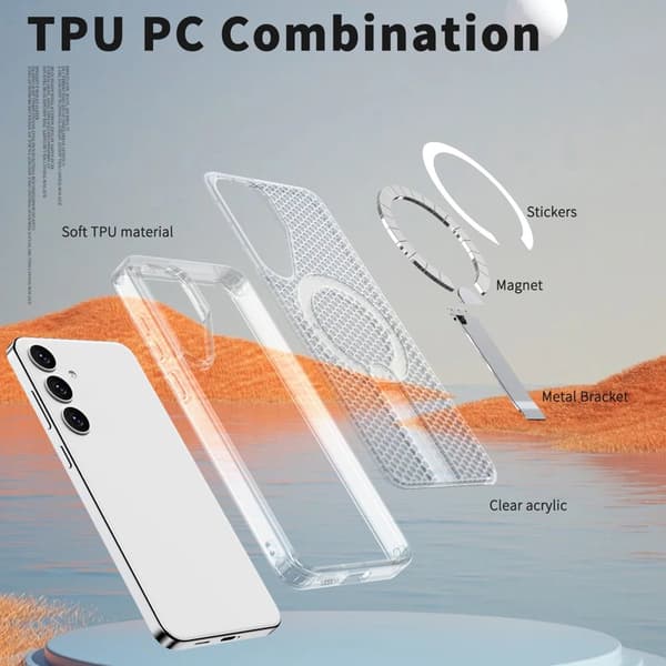 Mobilskal för Samsung Galaxy S26 Plus Magnetiskt Kickstand TPU PC - Transparent
