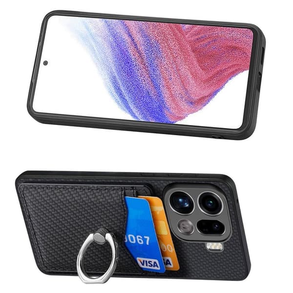 Mobilskal till Oppo Find X9 Pro 5G Ring PU Läder - Svart
