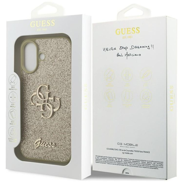 Guess Mobilskal till iPhone 17 Fixed Glitter Big 4G - Guld Guld