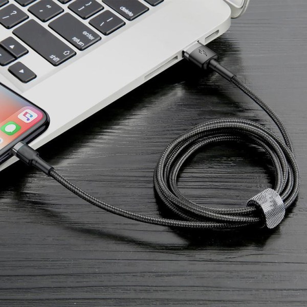 SiGN Kevlar USB-kaapeli Lightning 1.5A, 2m - harmaa/musta