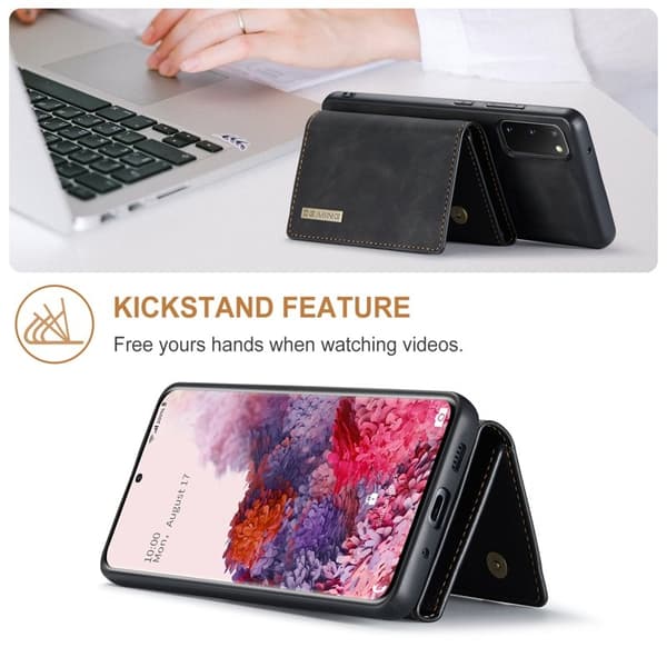 DG.MING 2-in-1 Plånboksfodral med Magnet för Samsung S20 - Svart