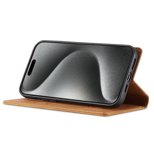 LC.IMEEKE iPhone 16 Pro Plånboksfodral Konstläder- Brun
