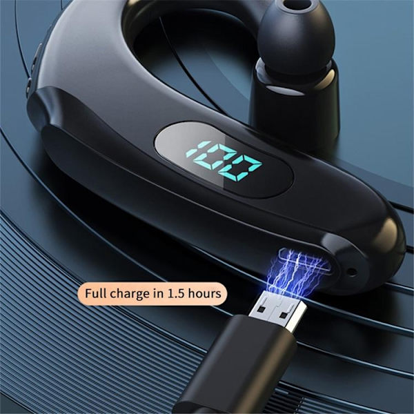Single In-Ear Hörlur Bluetooth med Digital LED-Display Earhook Q20 - Vit Vit