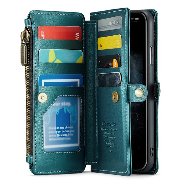 CASEME Plånboksfodral Konstläder för iPhone 11 Pro Max - Grön