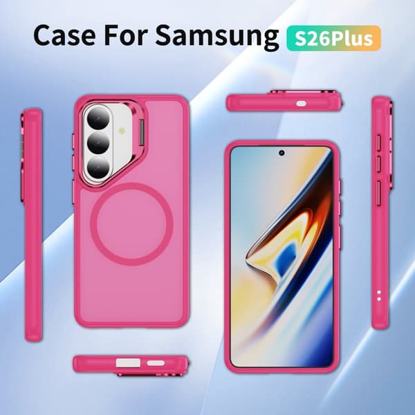 Mobilskal för Samsung Galaxy S26 Plus Magnetiskt Kickstand PC + TPU - Rosa