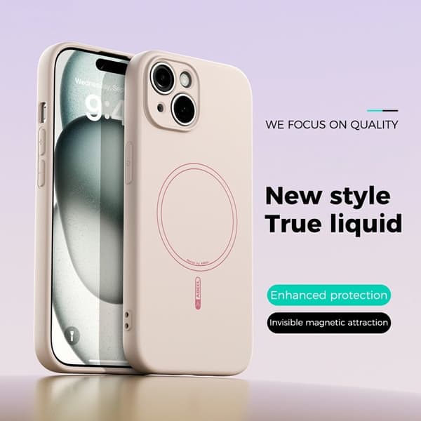 ABEEL Mobilskal till iPhone 13 MagSafe Kompatibel Liquid Silicone Beige