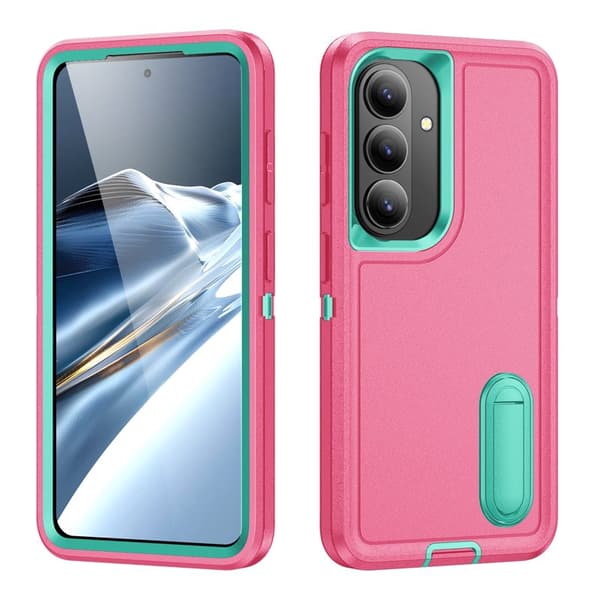 Mobilskal för Samsung Galaxy S26 Plus PC + Silikon Anti-Drop Kickstand - Rosa