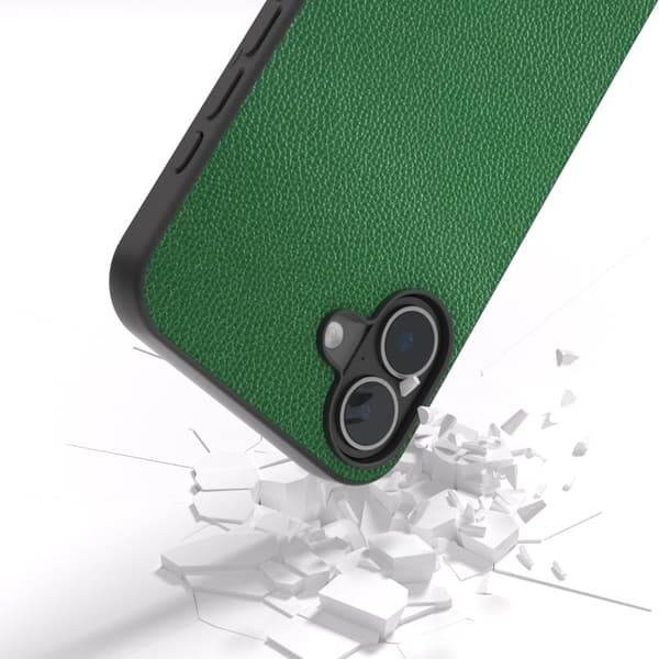 ABEEL Mobilskal till iPhone 16 Plus Litchi Textur Äkta Läder Grön
