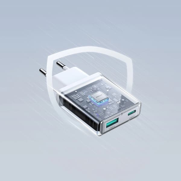 Joyroom Hurtigoplader 20W USB-A - USB-C Super Slim - Hvid Vit