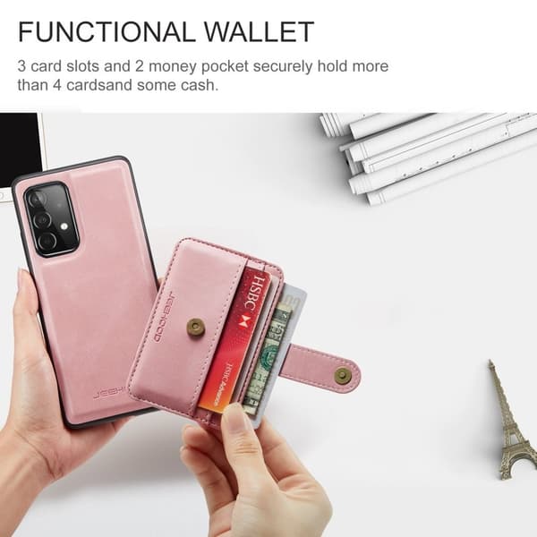 JEEHOOD Samsung Galaxy A52 4G/5G Plånboksfodral Konstläder Rosa