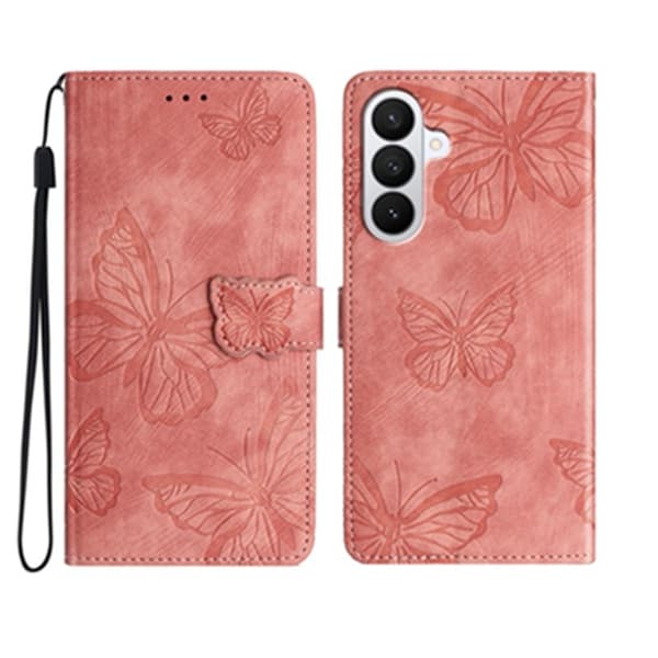 Samsung Galaxy S26 Pro Plånboksfodral Fjärilsmönster Flip Konstläder - Rosa